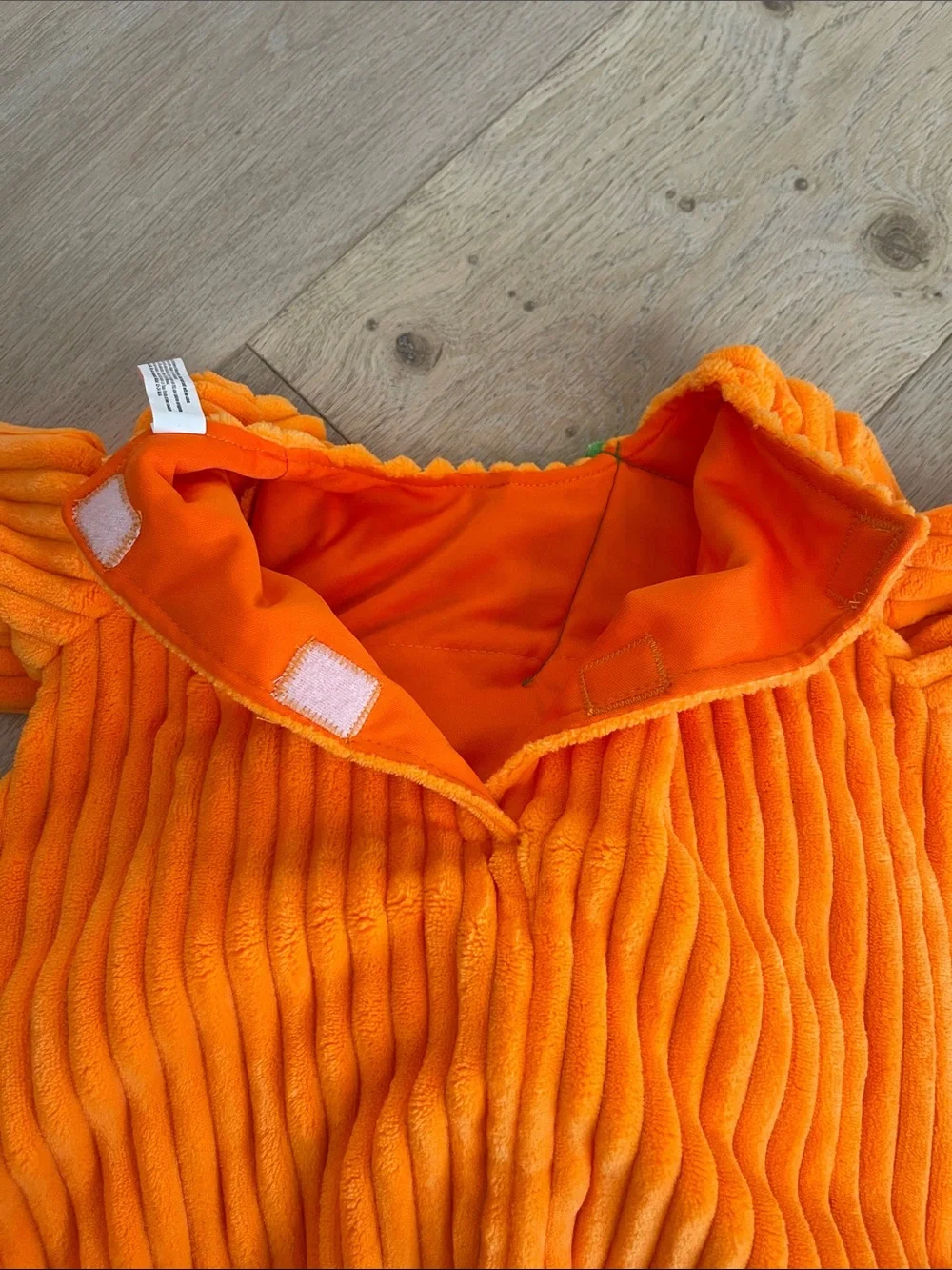 Amscan Orange Ribbed Plush Pumpkin Pullover Costume  with Green Leaf